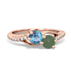 Blue Topaz Infinity Pave Two Stone 14K Rose Gold ring R5285