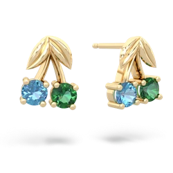 Blue Topaz Sweet Cherries 14K Yellow Gold earrings E7001