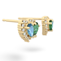 Blue Topaz Halo 14K Yellow Gold earrings E7008