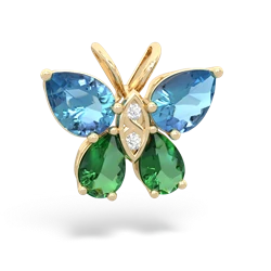 Blue Topaz Butterfly 14K Yellow Gold pendant P2215