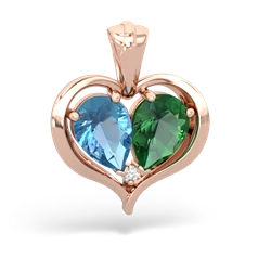 Blue Topaz Two Become One 14K Rose Gold pendant P5330