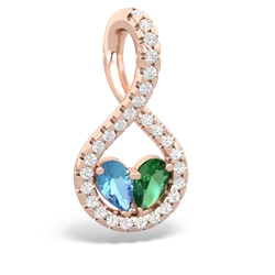 Blue Topaz Pave Twist 'One Heart' 14K Rose Gold pendant P5360