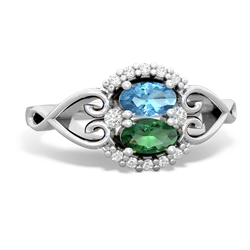 Blue Topaz Love Nest 14K White Gold ring R5860