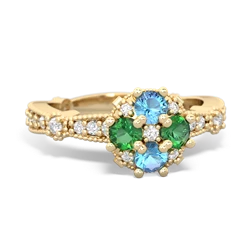 Blue Topaz Sparkling Tiara Cluster 14K Yellow Gold ring R26293RD