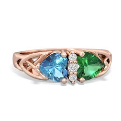 Blue Topaz Celtic Knot Double Heart 14K Rose Gold ring R5040