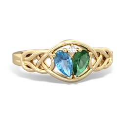 Blue Topaz Celtic Love Knot 14K Yellow Gold ring R5420