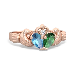 Blue Topaz 'Our Heart' Claddagh 14K Rose Gold ring R2388