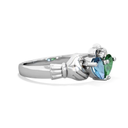 Blue Topaz 'Our Heart' Claddagh 14K White Gold ring R2388