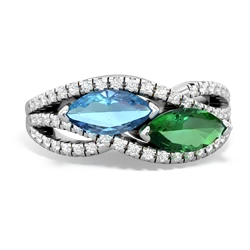 Blue Topaz Diamond Rivers 14K White Gold ring R3070