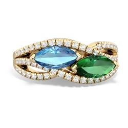 Blue Topaz Diamond Rivers 14K Yellow Gold ring R3070