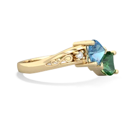 Blue Topaz Snuggling Hearts 14K Yellow Gold ring R2178