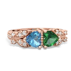 Blue Topaz Diamond Butterflies 14K Rose Gold ring R5601