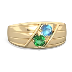 Blue Topaz Men's Streamline 14K Yellow Gold ring R0460