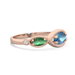 Blue Topaz Milgrain Marquise 14K Rose Gold ring R5700