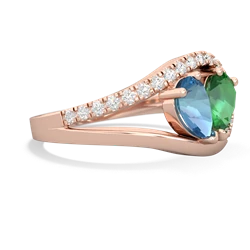 Blue Topaz Nestled Heart Keepsake 14K Rose Gold ring R5650