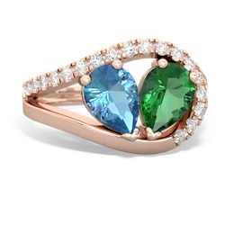 Blue Topaz Nestled Heart Keepsake 14K Rose Gold ring R5650