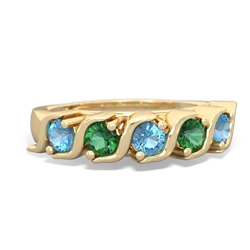 Blue Topaz Anniversary Band 14K Yellow Gold ring R2089