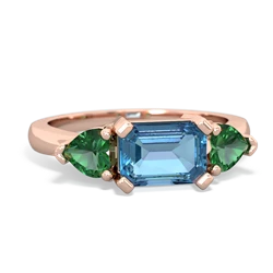 Blue Topaz Three Stone 14K Rose Gold ring R5235