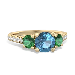 Blue Topaz Pave Trellis 14K Yellow Gold ring R5500