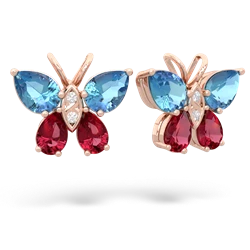 Blue Topaz Butterfly 14K Rose Gold earrings E2215