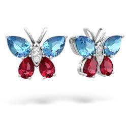 Blue Topaz Butterfly 14K White Gold earrings E2215