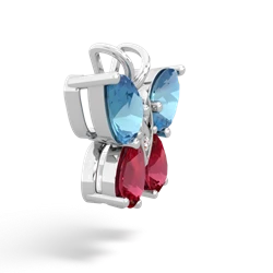 Blue Topaz Butterfly 14K White Gold pendant P2215