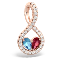 Blue Topaz Pave Twist 'One Heart' 14K Rose Gold pendant P5360