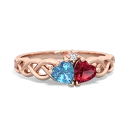 Blue Topaz Heart To Heart Braid 14K Rose Gold ring R5870