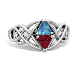 Blue Topaz Keepsake Celtic Knot 14K White Gold ring R5300