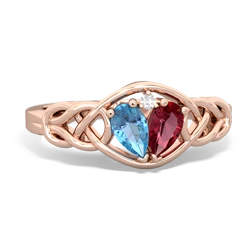 Blue Topaz Celtic Love Knot 14K Rose Gold ring R5420