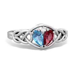 Blue Topaz Celtic Love Knot 14K White Gold ring R5420