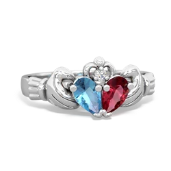 Blue Topaz 'Our Heart' Claddagh 14K White Gold ring R2388