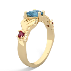 Blue Topaz Claddagh Keepsake 14K Yellow Gold ring R5245