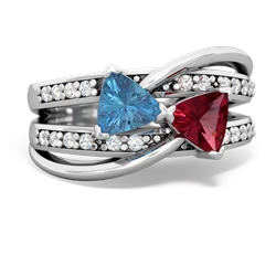 Blue Topaz Bowtie 14K White Gold ring R2360