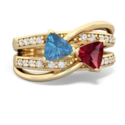 Blue Topaz Bowtie 14K Yellow Gold ring R2360