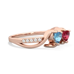 Blue Topaz Side By Side 14K Rose Gold ring R3090