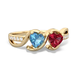 Blue Topaz Side By Side 14K Yellow Gold ring R3090