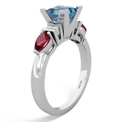 Blue Topaz 6Mm Princess Eternal Embrace Engagement 14K White Gold ring C2002