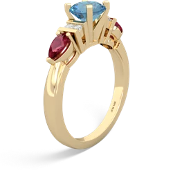 Blue Topaz 6Mm Round Eternal Embrace Engagement 14K Yellow Gold ring R2005