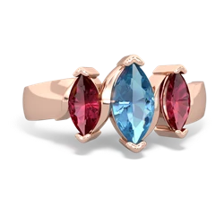 Blue Topaz Three Peeks 14K Rose Gold ring R2433