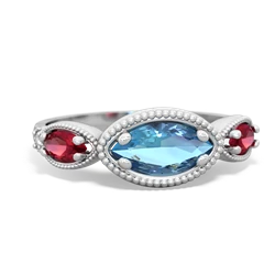 Blue Topaz Milgrain Marquise 14K White Gold ring R5700