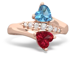 Blue Topaz Heart To Heart 14K Rose Gold ring R2064