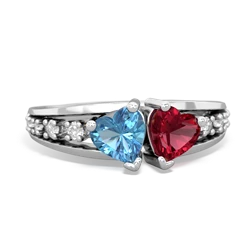 Blue Topaz Heart To Heart 14K White Gold ring R3342