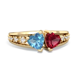 Blue Topaz Heart To Heart 14K Yellow Gold ring R3342