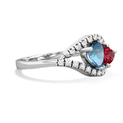 Blue Topaz Mother And Child 14K White Gold ring R3010