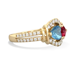 Blue Topaz Art-Deco Keepsake 14K Yellow Gold ring R5630