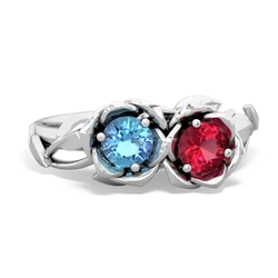 Blue Topaz Rose Garden 14K White Gold ring R5510