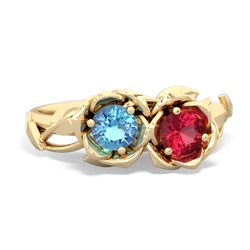 Blue Topaz Rose Garden 14K Yellow Gold ring R5510