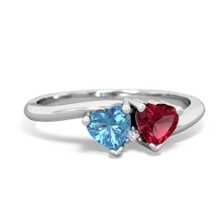 Blue Topaz Sweethearts 14K White Gold ring R5260