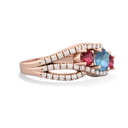 Blue Topaz Three Stone Aurora 14K Rose Gold ring R3080